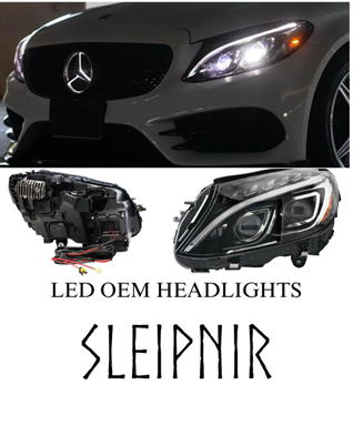 W205 Mercedes OEM LED Headlights (Replaces Halogen Model Headlights)